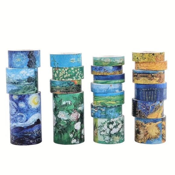 NEW 20 Rolls Washi Tape Box Set - Van Gogh Retro Paint Nature Starry Night - Picture 3 of 8